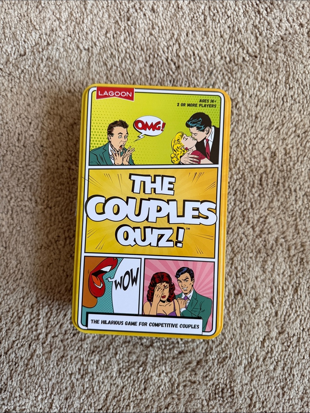 The Couples Quiz! Card Game - Yellow Pop Art Tin